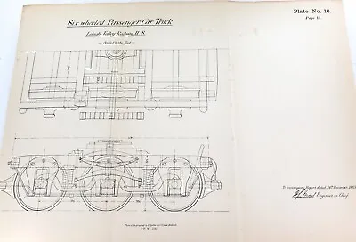 $63.65 • Buy RARE 1883 Railway Lithograph Print. Six Wheeled Passenger Car Truck #16