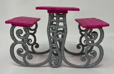 Monster High Doll Deluxe Deadluxe School Playset Picnic Table Pink&Silver • $9.99