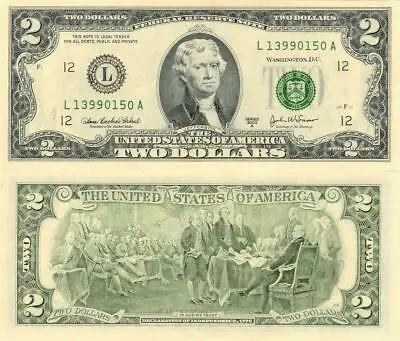 2 DOLLAR BILL GLOSSY POSTER PICTURE PHOTO Two Cash Money Currency Jefferson 1253 • $11.99