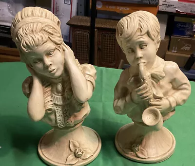 VTG 1971 Universal Statuary Corp. Set Of 2. 10” Tall. Beige Color • $28.20