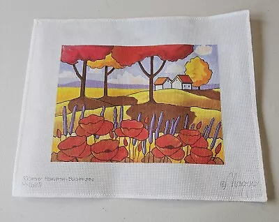 Hand Painted Needlepoint Canvas Poppies & Lavender From Maggie • $111