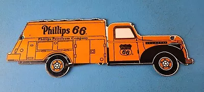 Vintage Phillips 66 Gasoline Porcelain Gas Truck Motor Oil Service Station Sign • $139.47