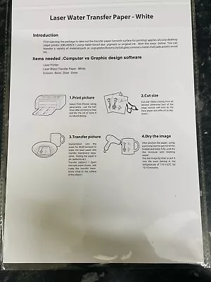 £7.50 • Buy Water Slide Decal Paper A4 X5 LASER Water Transfer Paper