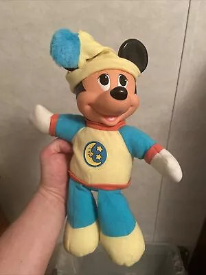 Vintage 1990 Mattel Disney Mickey Mouse BedTime Hug Glow Night Light Plush Works • $28