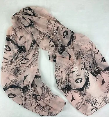 Pretty In Pink Marilyn Monroe Head Print Chiffon Scarf Shawl Wrap #504 • £7.22