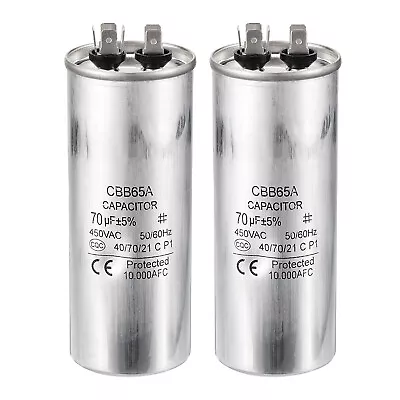 CBB65 70uf Run Capacitor 70mfd 2Pcs AC 450V Aluminum Case Motor Start Capacitor • $28