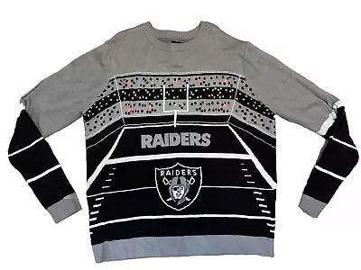 NFL Raiders Christmas GameDay Winter Sweater Silver And Black Size XL • $26.24