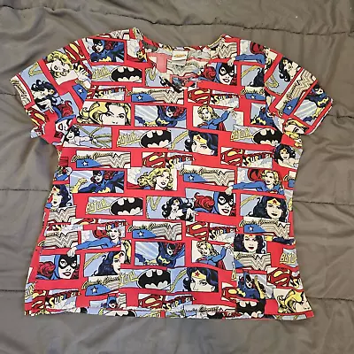 DC Justice League Scrub Top Size XL  Wonder Woman Bat Girl Superhero Comics • $10.79