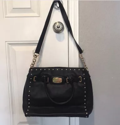 Michael Kors Studded Hamilton Rock & Roll Black Leather Handbag/Crossbody Used • $95