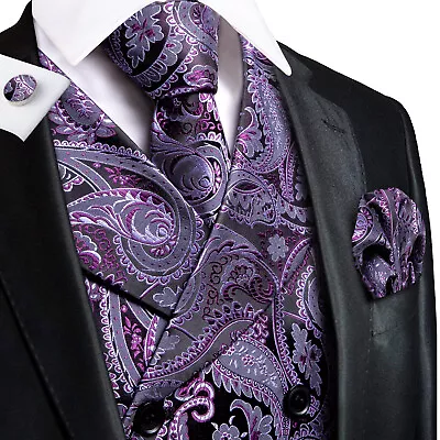 NEW Men's Paisley Design Dress Vest And Neck Tie Hankie Set For Suit Or Tuxedo • $21.97