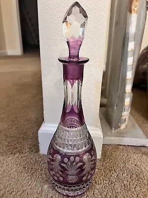 Vintage Decanter Crystal Cut To Clear Purple Nachtmann Traube Purple Decanter • $125