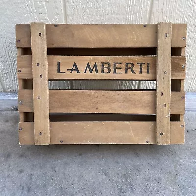 Sweet Vtg Lamberti Italy 3 Bottle Wooden Wine Box Crate W Metal Latch Hinged Top • $18.99