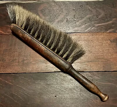 Antique 100% Horse Hair Brush With Wooden Handle 14 1/2” Long Beautiful! • $75