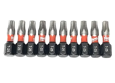 Milwaukee Shockwave Impact Duty 10 Bit Set 1 Inch T25 Torx Screw Driver Bits • $6.99