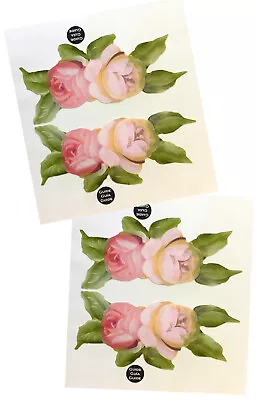 Mixer Decal Cover Kit 2x Victorian Vintage Rose Flower Double Stickers Red Pink • $9.97