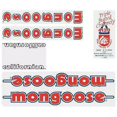 Mongoose - 1985-86 Californian Decal Set - White Frame - Old School Bmx • $60.50