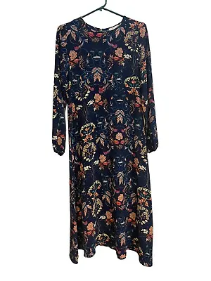 I. Madeline X Lulus Garden Splendor Navy Blue Floral Print Dress Size Large • $32.95