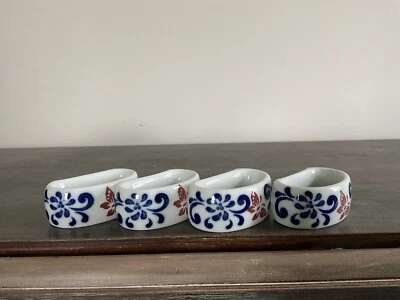 £7.92 • Buy Set Of 4 Ceramic Blue Butterfly Napkin Rings Pier 1 One Imports