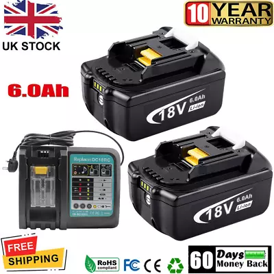 UK For Makita BL1860 BL1830 BL1850 BL1840 6.0Ah 18V Li-ion Battery LED & Charger • £60.99