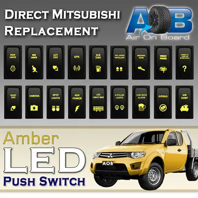 $26 • Buy 12V Amber LED Push Switch For Mitsubishi Triton Pajero Eclipse Gallant Light Up