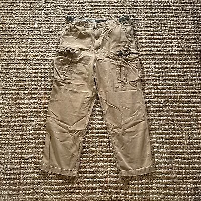 Vintage Abercrombie Fitch Pants Mens 34 Brown Baggy Paratrooper Military Cargo • $85.99