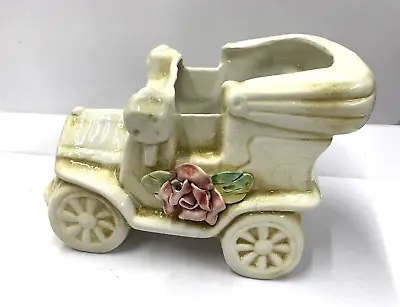 Vintage Italian Capodimonte  Porcelain Old Open Top Car Figurine Ornament Vase • £24.99