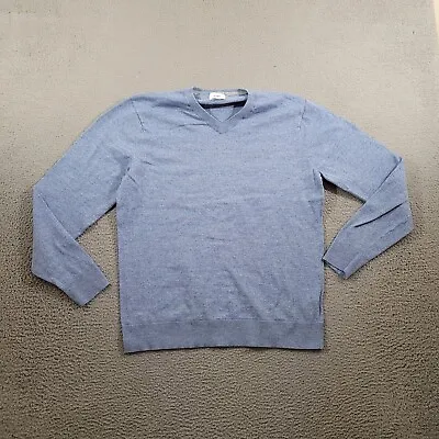 Old Navy Sweater Mens Large Blue Solid V Neck Long Sleeve Pullover Knit Classic • $8.40