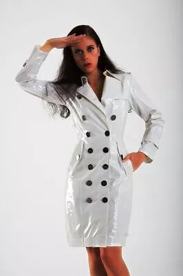 Women's Trench Coat PVC Vinyl Jacket Waterproof Fashion Trench All Sizes • $82.49