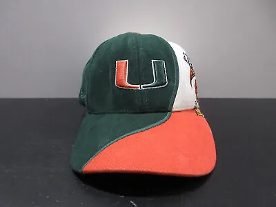 VINTAGE Miami Hurricanes Hat Cap Strap Back Green White Ibis Football Mens 90s • $18.88