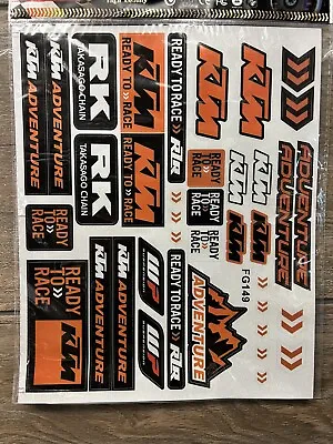 NEW KTM Racing Sticker Decal Sheet 12”x10” Graphics WP MX SX EX XC GAS TANK • $11.99