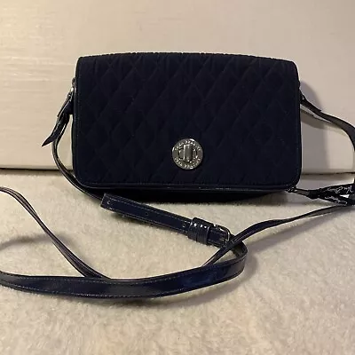 Vera Bradley Microfiber Navy Blue Turn Lock Crossbody Organizer Bag EUC • $29.99