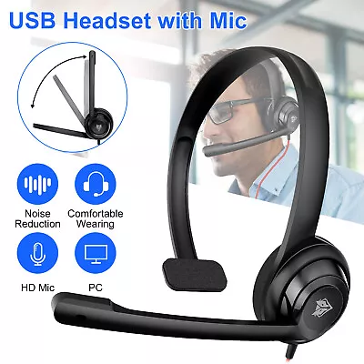 USB Wired Headset With Microphone Noise Cancelling For MS Teams Skype Webinars • $20.98