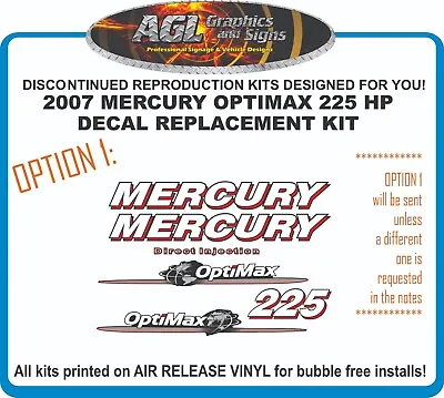 2007 - 2010 Mercury Optimax 225 HP Reproduction Decal Kit 115 150 175 200 • $51.51