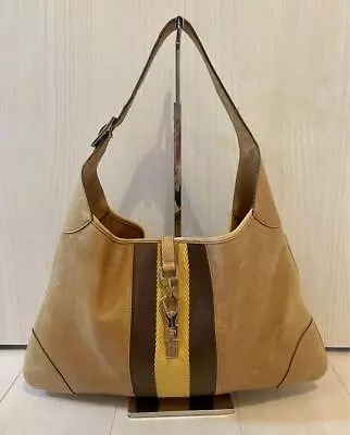 Gucci Jackie Handbag Leather Sherry Line Genuine Gold Hardware Hobo Bag • $222.15