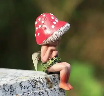 Miniature Fairy Garden Sleeping Fairy W/ Red Mushroom Hat - Buy 3 Save $ • $12.30