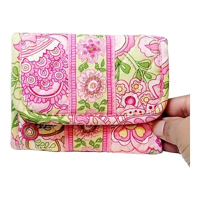 Vera Bradley Tri Fold Wallet Petal Pink With ID Pocket Zippered Coin Compartment • $19.99