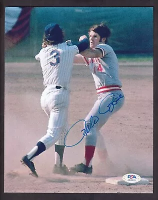 Pete Rose Autographed 8x10 Color Photo Bud Harrelson Fight PSA/DNA Authentic • $79.95