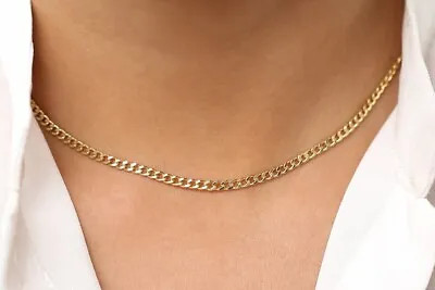 14K Solid Yellow Gold Cuban Link Chain Necklace 24   Men's Women Sizes • $189.99