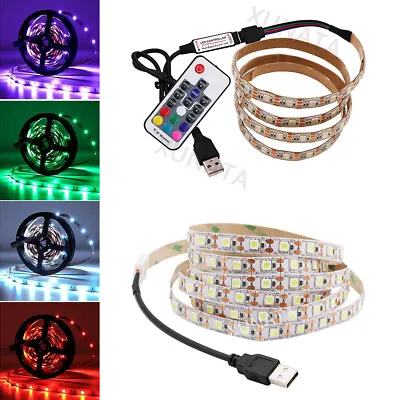 USB Power LED Strip Lights TV Backlight Tape Under Cabinet Kitchen Lighting UK • £8.39