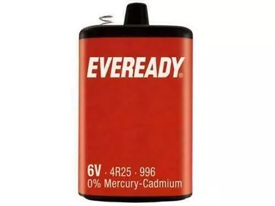 1 X Eveready 6V 4R25 996 Lantern Battery | 0% Mercury-Cadmium | Carbon Zinc | • £7.39