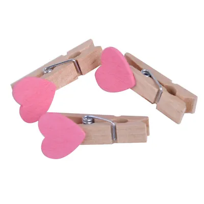 20x Mini Love Hearts Wooden Pegs Colorful Photo Clips Craft Wedding Party Decor • £5.29