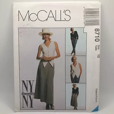 McCalls 8710 Misses Sz 10 Jacket Vest Skirt Pants Sewing Pattern FF UC • $5