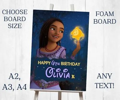 Personalised Disney WISH ASHA Printed Foam Board Event Sign BIRTHDAY A2 A3 A4 • £14.99