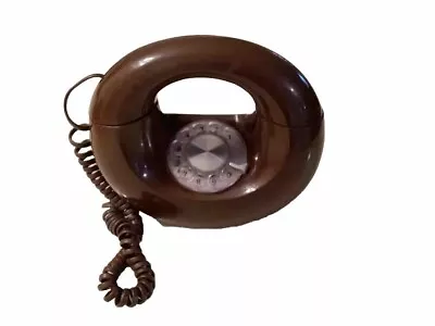 Vintage Unique Telephone Western Electric Brown  Round Donut Phone Rotary Dial • $70