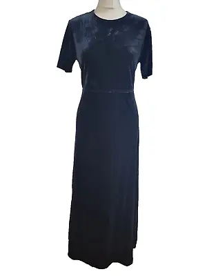 Vtg Talbots Velvet Maxi Dress Black Size 10 90s Long Goth Pagan Steampunk • £31.96