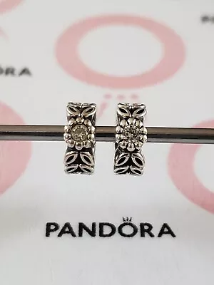 Genuine Pandora Silver 2 Clear Twice As Nice Sparkly Forest Spacer Charm 925 ALE • £18