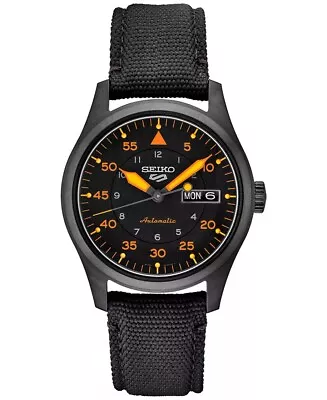 Seiko SRPH33 5 Sports Automatic 39mm Watch Black Face And Nylon Band • $189.98