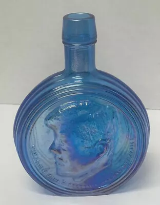 John F Kennedy Iridescent Blue Carnival Glass Decanter Bottle First Edition 8  • $14.97