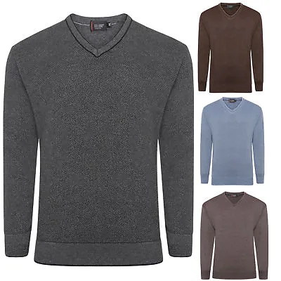 Mens V Neck Jumper Soft Knit Wool Sweater Pullover Casual Long Sleeve Top Size  • £11.95