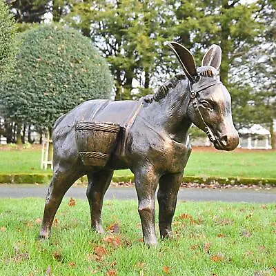 Life-Size Travelling Donkey Sculpture With Planters - Aluminium Outdoor Ornament • £950